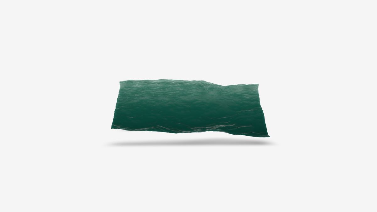 Ocean surface sculpture rendered in dark green